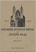 Hoja informativa de la participación de Joseph Haas en la Misa en la catedral de Espira en 1930
