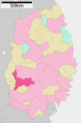 Situering van Kitakami in de prefectuur Iwate