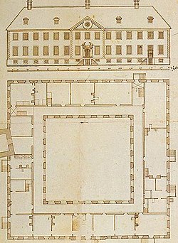 Plan and view of the Benninghausen monastery around 1726