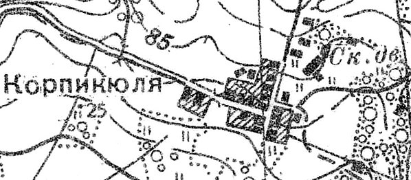 План деревни Корпикюля. 1939 год
