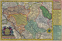 Das Schweinitzer Fließ auf einer Karte von 1752: Die Mündung in die Schwarze Elster befindet sich bei Koordinate 31/42; die Bezeichnung Fließ findet sich bei 46/44.