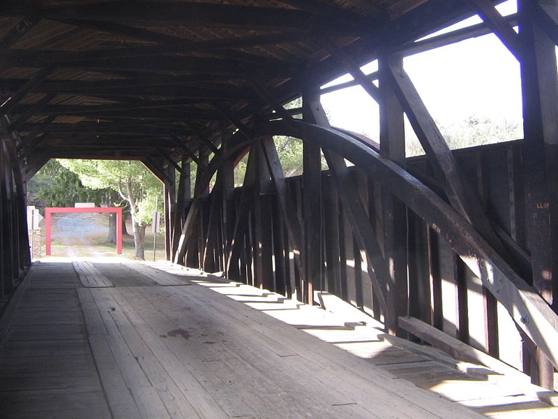 File:Larrys Creek Covered Bridge Interior.JPG