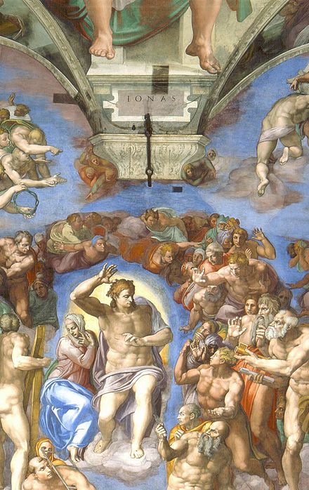 In his fresco The Last Judgment, Michelangelo depicted Christ below Jonah (IONAS) to qualify the prophet as his precursor.