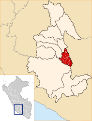 Location of the province in the Ayacucho region
