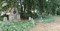 Gravestones west of the church tower