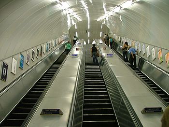 A typical escalator tube on the London Underground