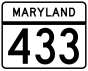 Maryland Route 433 marker