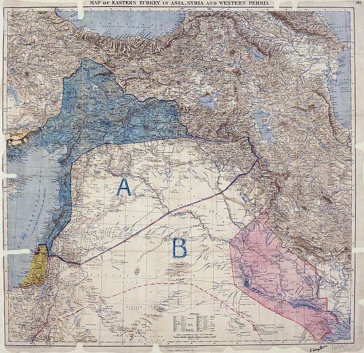 MPK1-426 Sykes Picot Agreement Map signed 8 May 1916