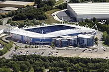 The Madejski Stadium, home of Reading Football Club Madejski Stadium aerial, August 2014 (cropped).jpg
