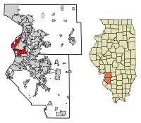 Madison County Illinois Incorporated and Unincorporated areas Madison Highlighted.svg
