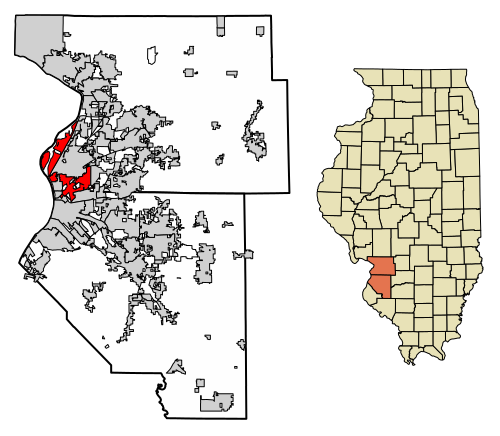Location of Madison in Madison County, Illinois.