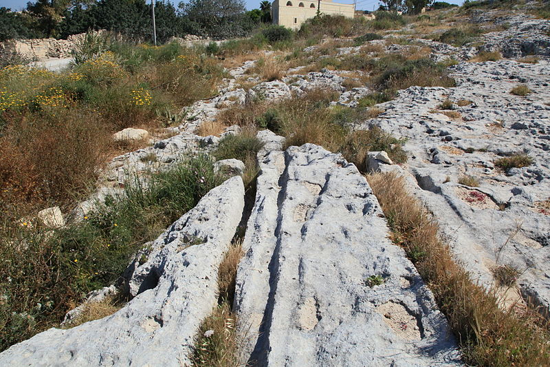 Datei:Malta - Naxxar - Triq is-Salina - San Pawl tat-Targa Cart Ruts 17 ies.jpg