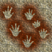 Negative hand stencils made by the stencil technique