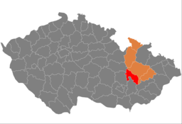 Prostějovs läge i Olomouc i Tjeckien