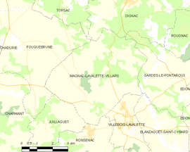 Mapa obce Magnac-Lavalette-Villars