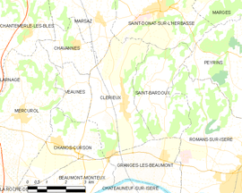 Mapa obce Clérieux