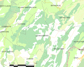 Mapa obce Les Moussières