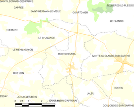 Mapa obce Montchevrel