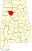 Localização do Map of Alabama highlighting Walker County