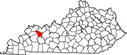 Kart over McLean County i Kentucky