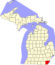 Map of Michigan highlighting Monroe County.svg