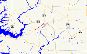 Maryland'in iç Doğu Kıyısı'nın ana yolları gösteren bir haritası. Maryland Route 307, Hurlock'tan Federalsburg'a gidiyor.