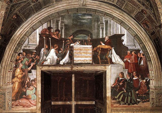 The Mass at Bolsena, fresco of Raphael (1512, in Raphael Rooms of Apostolic Palace, Vatican City)