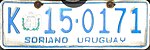 Matrícula automovilística Urugvay 1997 K 15-0171 Soriano.jpg