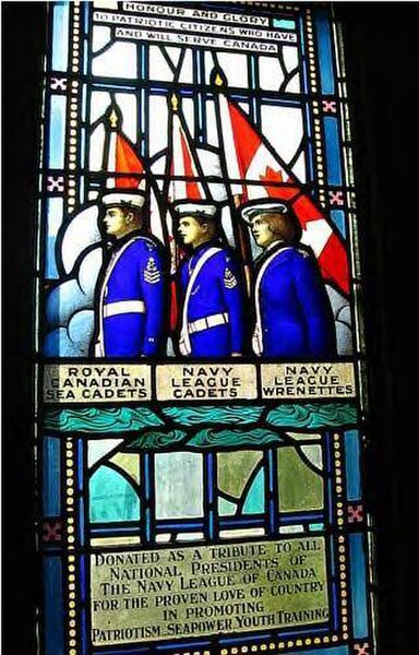 Navy League Wrennette Corp Navy League Cadet Corps (Canada) Royal Canadian Sea Cadets Memorial Stained Glass Window, Currie Hall, Currie Building, Roy