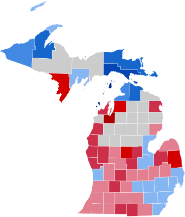 Wyniki wyborów prezydenckich w Michigan 1864.svg