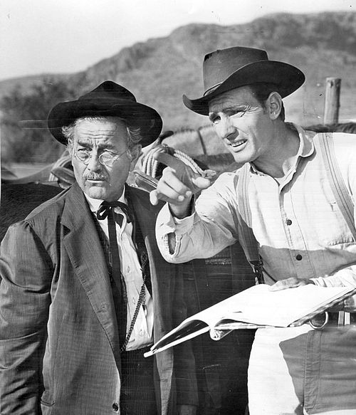 With Dennis Weaver on the Gunsmoke set, 1961