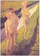 Three Boys Bathiing in the canal (1900)