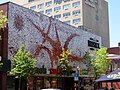 In 1962, Quebec artist Jordi Bonet created this tile mosaic mural.