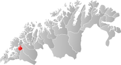 Umístění obce v provincii Troms og Finnmark