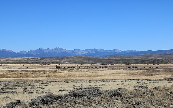 Looking across North Park from State Highway 125 towards the Never Summer Mountains