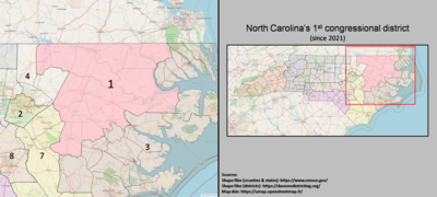 North Carolina's første kongressdistrikt (siden 2021) .png