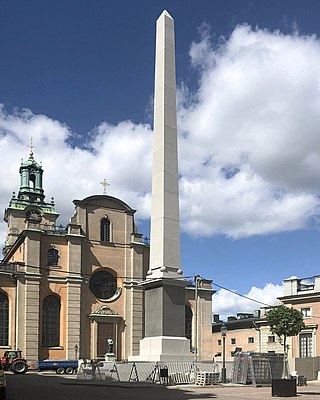 <span class="mw-page-title-main">Obelisk at Slottsbacken</span> Obelisk monument in Old Town, Stockholm, Sweden