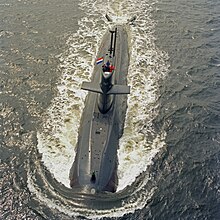 Aerial view of Zeeleeuw Onderzeeboot Hr.Ms. Zeeleeuw (1990-). Boven water varend (2158 042290).jpg