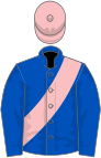 Royal blue, pink sash and cap