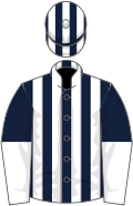 Dark blue and white stripes, halved sleeves