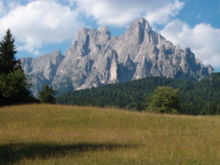 Cima Madonna, Sass Màor et Cima Cimerlo vus de Prati Poline.