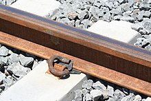 A Pandrol E clip in use Pandrol-on-concrete.jpg