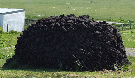 A peat stack in Ness in the Isle of Lewis (Scotland).
