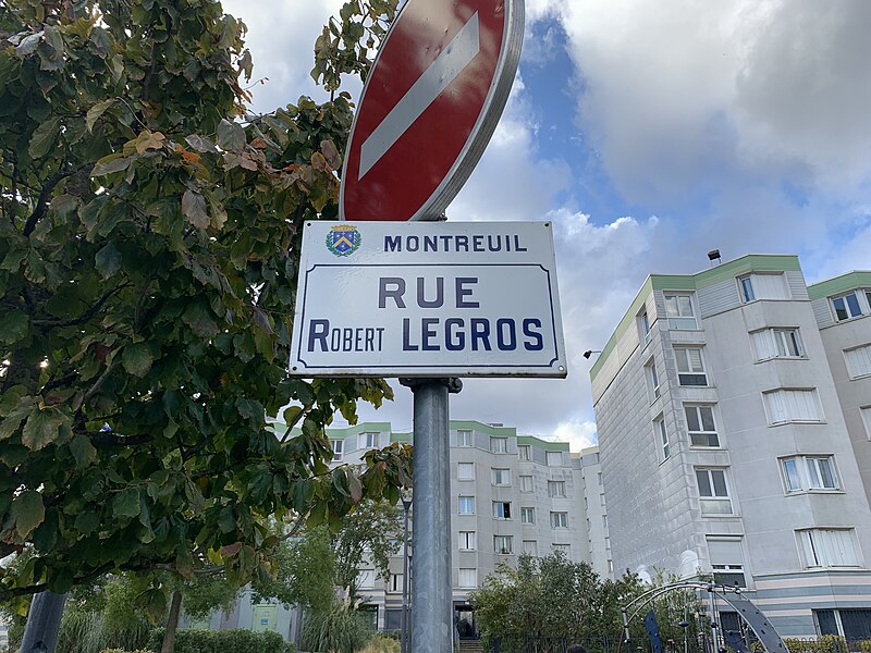 File:Plaque Rue Robert Legros - Montreuil (FR93) - 2020-10-21 - 1.jpg