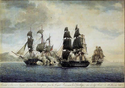 Combat et prise de la Frégate Anglaise “La Proserpine”, par la frégate française “La Pénélope” sur le Cap Sicié le 28 février 1809, localisation inconnue.