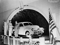 Queensland launch of the Holden 48-215 at Eagers Motors, Brisbane, 1948.jpg