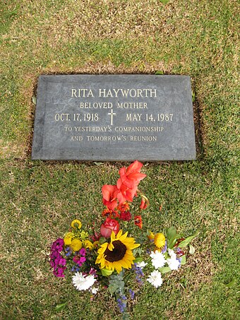 Hayworth's grave at Holy Cross Cemetery, Culver City, California