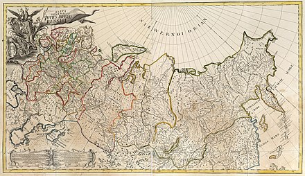 Map of the Russian Empire in 1745