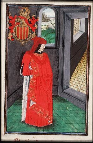 Alfonso as a Knight of the Golden Fleece Miniature from the Southern Netherlands, 1473