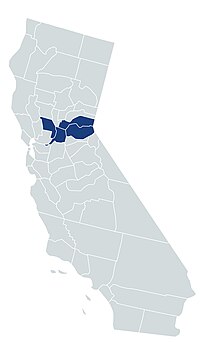 Sacramento metropolitan area in blue